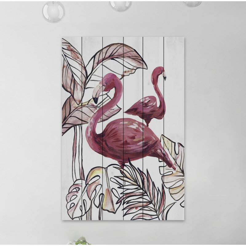 « rose flamant rose i »-impression sur bois, H 24 po x l 16 po
