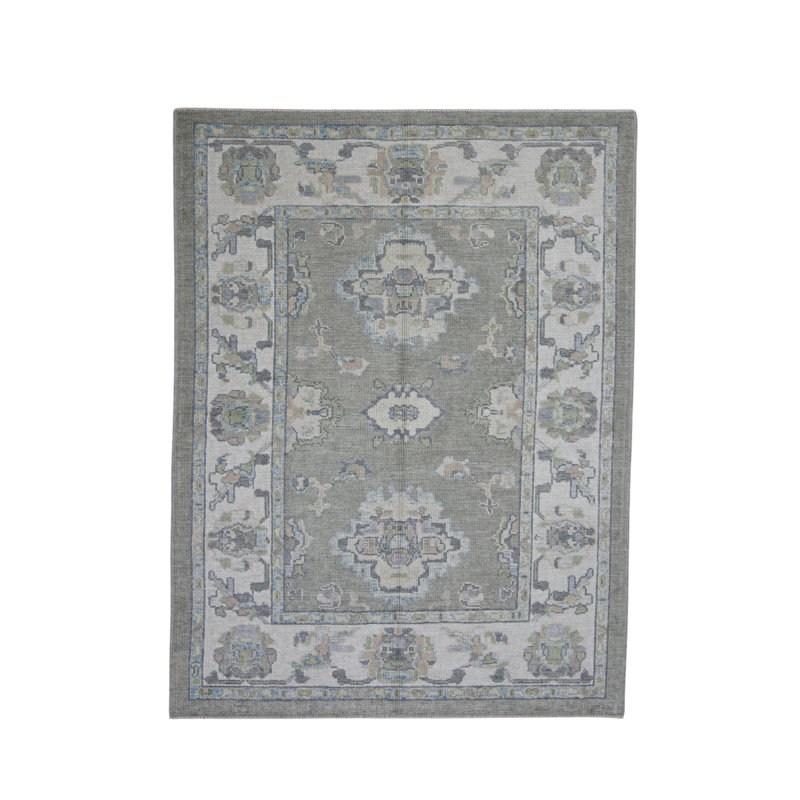 Tapis turc Oushak fait à la main 5 pi 3 po x 6 pi 11 po