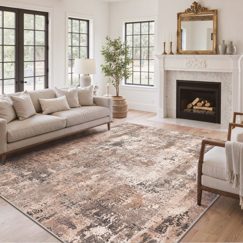Tapis d'intérieur Pavelina, Taupe, Rectangulaire 8 pi x 10 pi