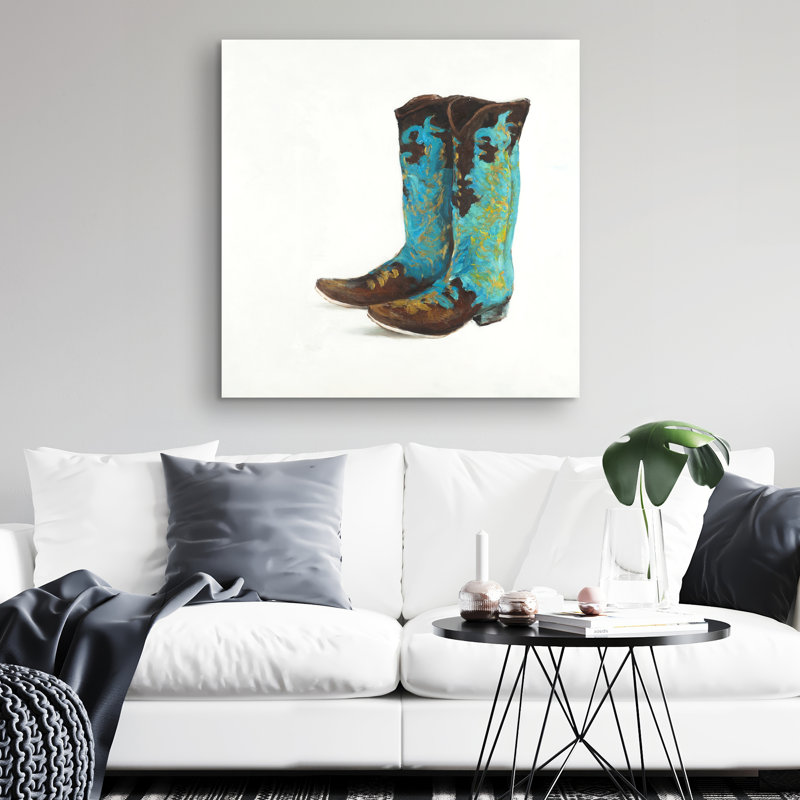 cowboy boots - 32"x32" art on canvas