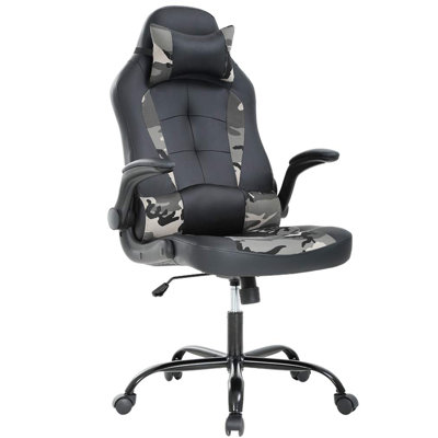 PC Gaming Chair Ergonomic Office Chair Cheap Desk Chair PU Leather Racing Chair Executive Swivel Rolling Computer Chair With Lumbar Support Flip Up Ar -  Inbox Zero, 24A8E2B56EA741F0AF23DD08B9E0888A