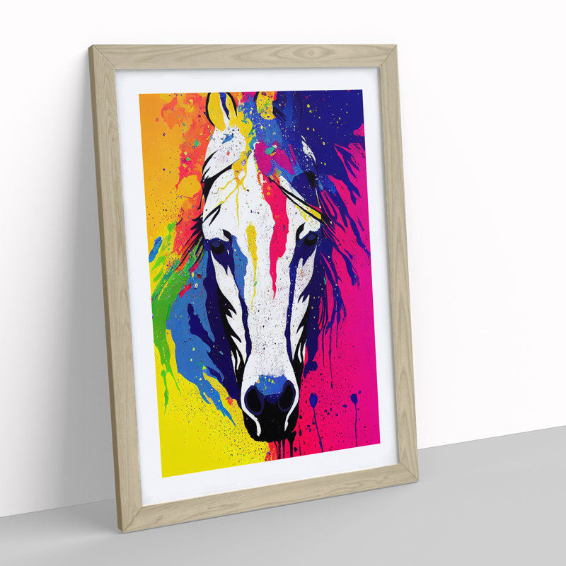 Horse Splash No.3 Abstract - Single Picture Frame Painting, 46cm H x 34cm W x 2cm D, Oak Framed