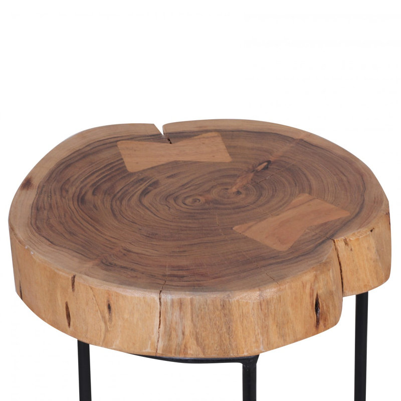 Walla Solid Wood Sled End Table, Acacia