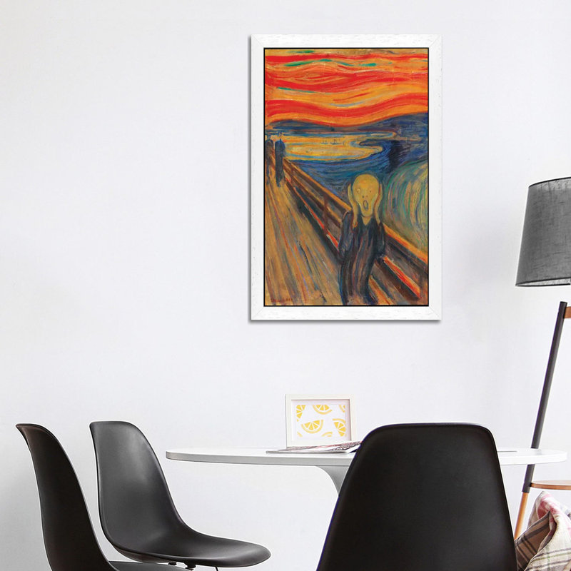 The Scream, 1893 (Oil, Tempera & Pastel On Cardboard) by Edvard Munch - Floater Frame Painting on Canvas, White