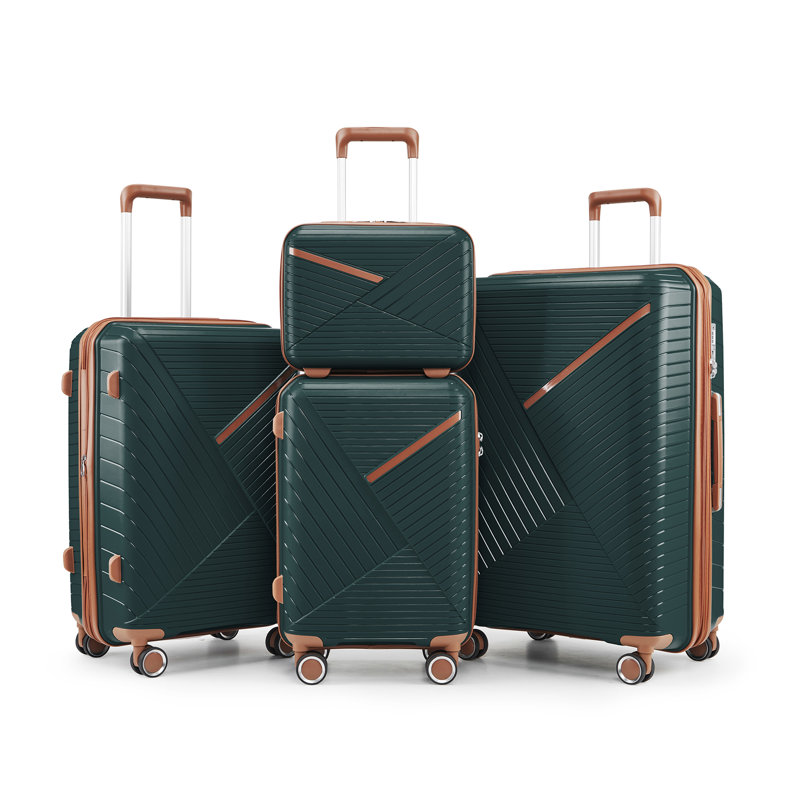 Ensembles de valises 4 pièces (14/20/24/28), valise légère extensible avec 4 roues pivotantes doubles à 360 degrés pour matériaux de transport
