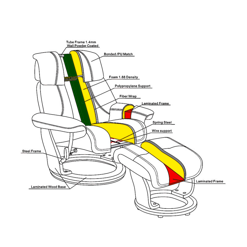Upholstered Swivel Recliner, Polyester Blend