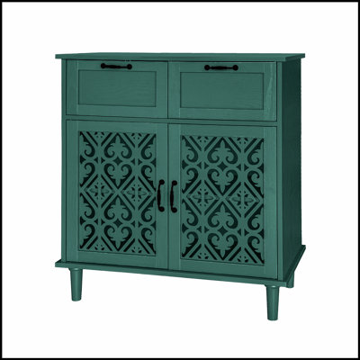 Armoire 2 portes 2 tiroirs en bois massif avec tablettes réglables, idéale pour la chambre à coucher, le salon et le rangement pour bureau