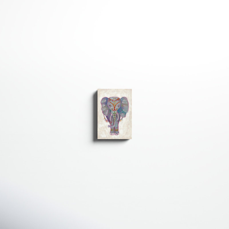 «Festival Elephant II», peinture sur toile, H 12 po x l 8 po
