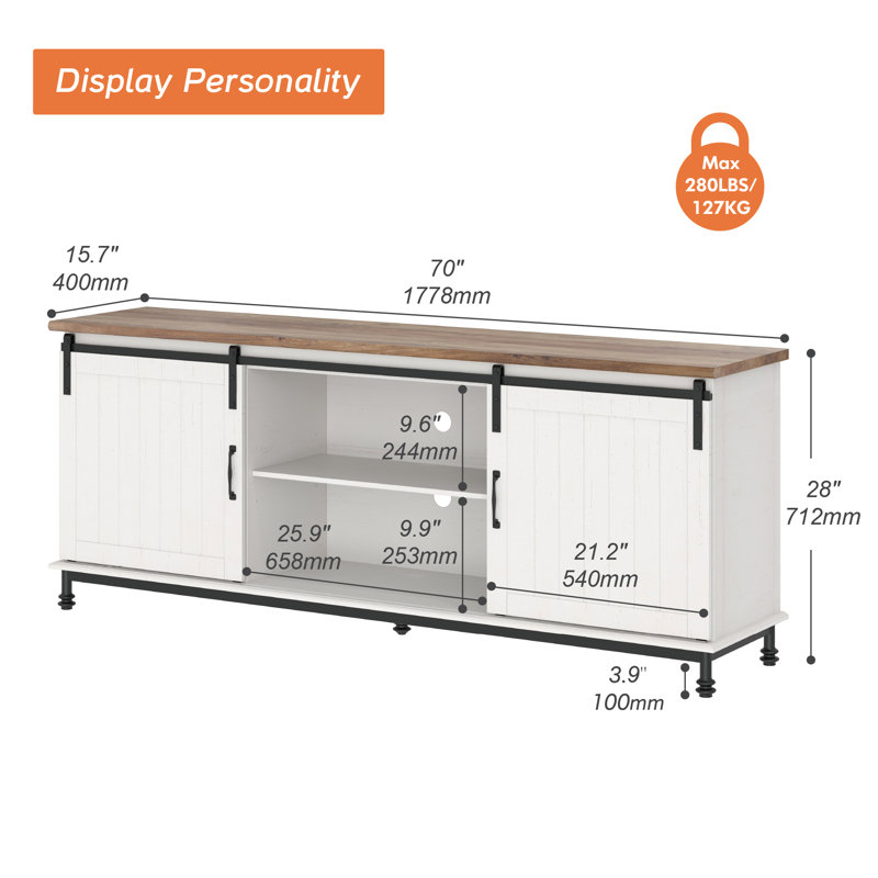 Crédence de rangement l 70 po, 70"