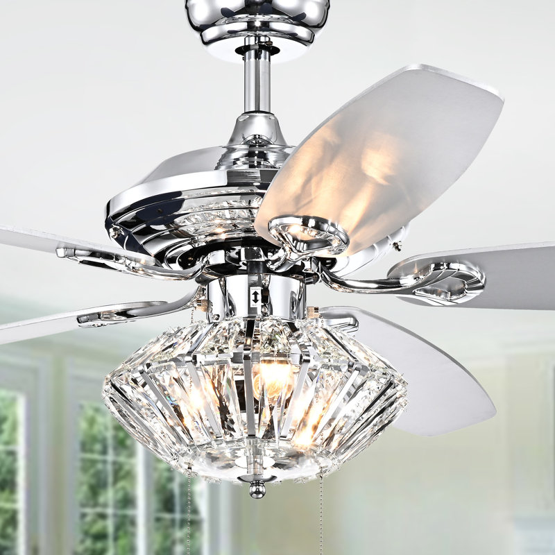 Lurlyne 52'' Ceiling Fan with Light Kit, Silver/Pewter, Pull Chain Switch