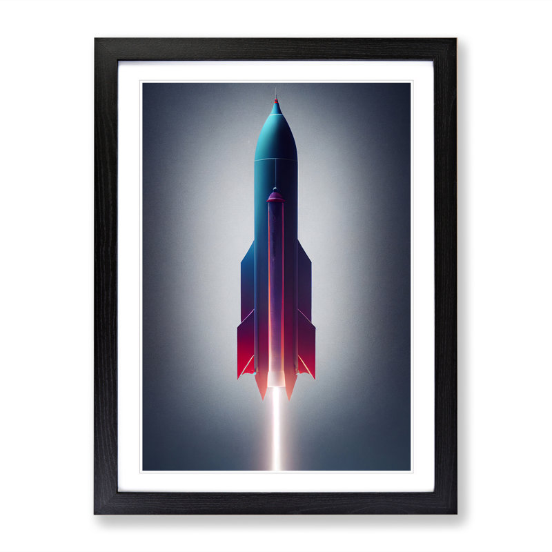A Captivating Spaceship Rocket - Single Picture Frame Print, Black, 64cm H x 46cm W x 2cm D