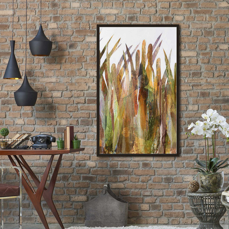 Quenouilles II - Peinture, Cadre flottant espresso, H 33,5 po x l 21,5 po x P 2 po