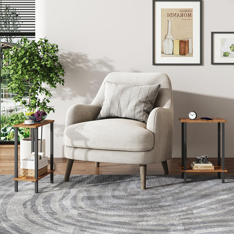 Side Table Set, Black, Brown
