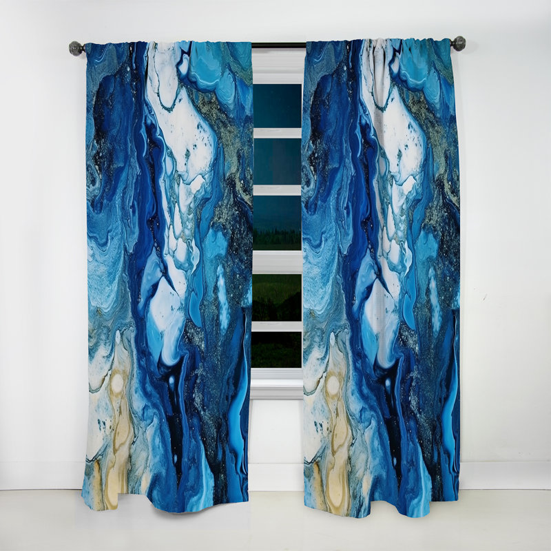 Elixir II Agatie bleu gris et gris - Rideau moderne - Velours obscurcissant - 1 panneau, L 52 po x L 90 po