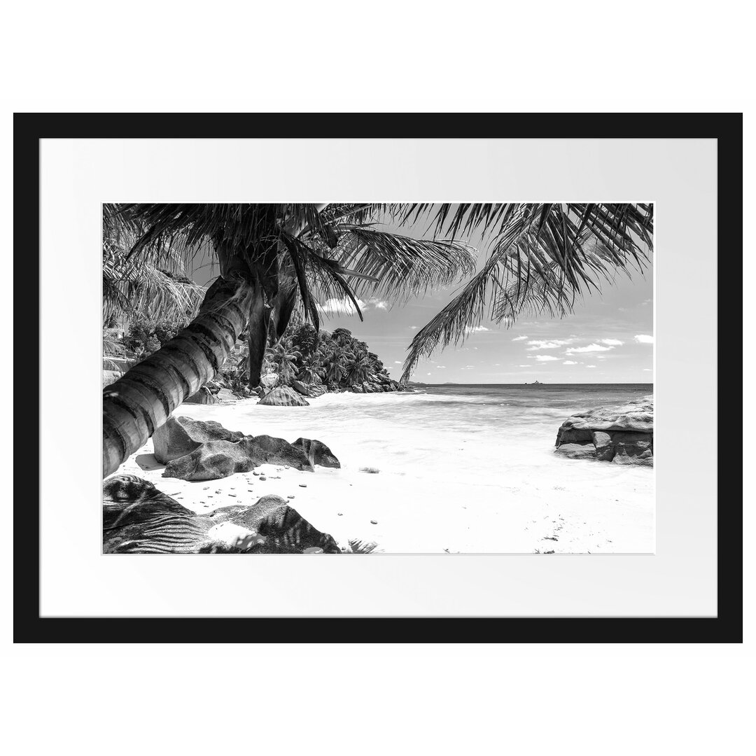 Gerahmter Fotodruck "Seychellen Palm Beach