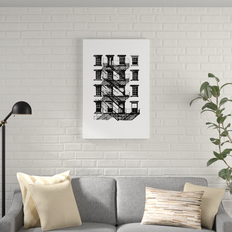 «NYC in Pure B&W IX», peinture sur toile, H 13,75 po x l 9,75 po x P 0,75 po, Cadre noir