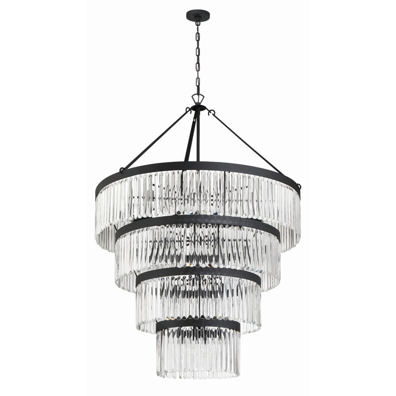 Kunz 22 - Light Dimmable Tiered Chandelier, Black