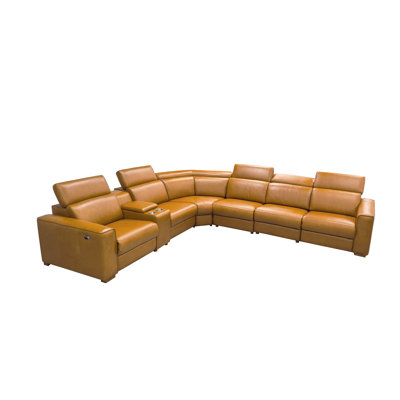 Blufftedale Top-Grain Leather Reclining Modular Sectional