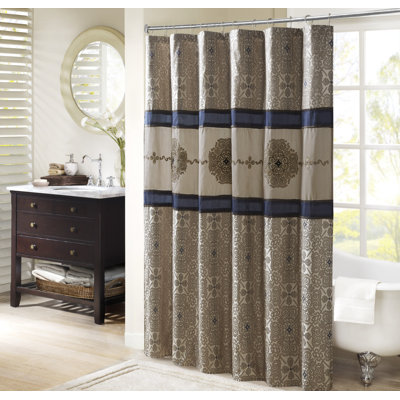Donovan Navy Embroidered Single 72x72'' Shower Curtain
