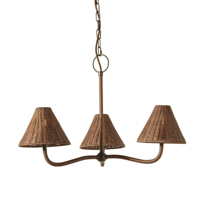 Delphine Wicker Chandelier in Dark Brown