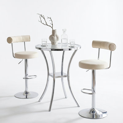 Ensemble de table bistro 3 pièces avec 2 tabourets pivotants en velours