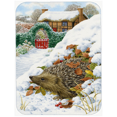 Caroline's Treasures Hedgehog Holiday Glass Cutting Board