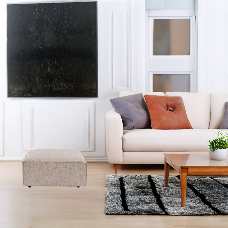 Zinta Upholstered Ottoman, Light Gray