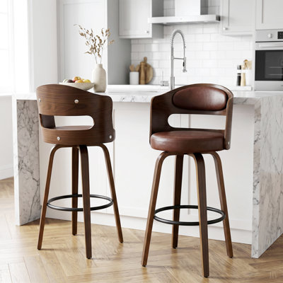 Ensemble de 2 tabourets de bar, tabourets de bar à hauteur de comptoir de 27,56 pouces avec dossier, tabourets de bar pivotants modernes avec siège en cuir synthétique pour Kichen Island et bar