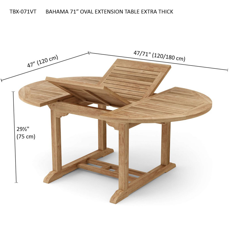 Bahama 53" Oval Teak Outdoor Dining Table