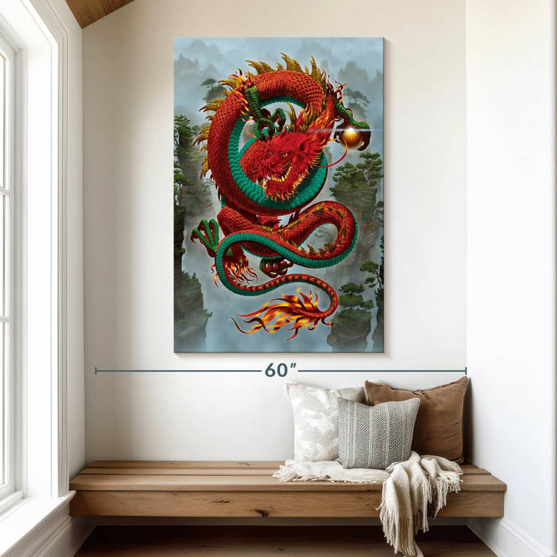 Brampt Good Fortune Dragon Red, 51" H x 34" W