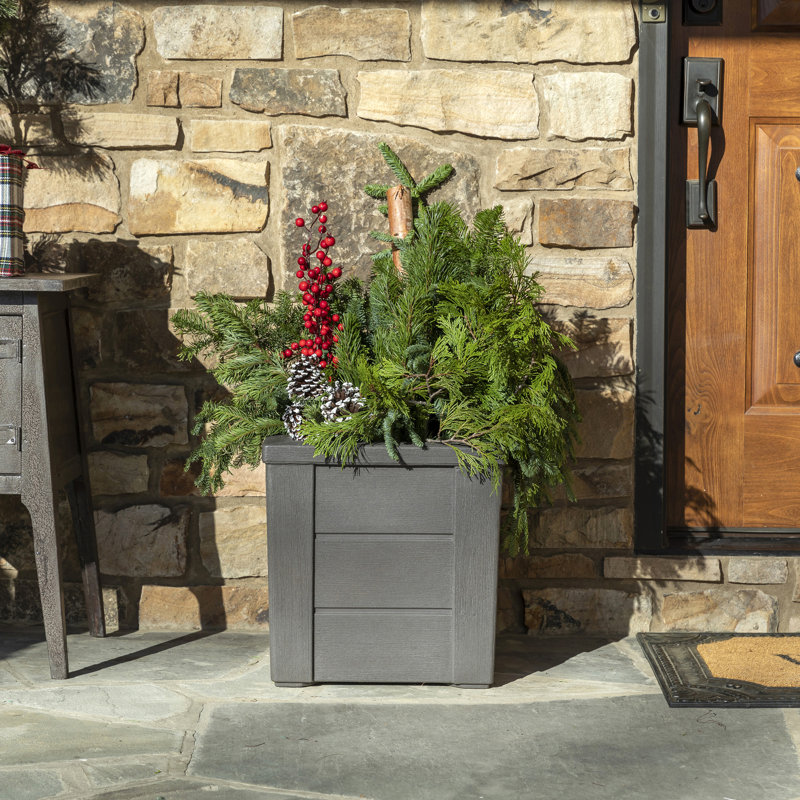 Lakewood Dark Cedar Resin Square Self-Watering Planter Box