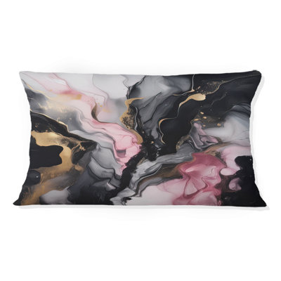 Coussin décoratif en marbre noir doré Marble Splash II