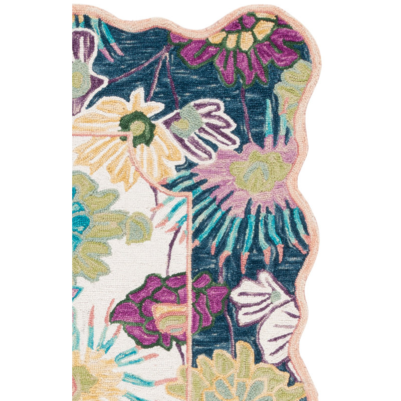 Lesle 357 Hand Tufted Wool/Cotton Floral Indoor Use Only Rug in Navy/Ivory, Rectangle 8' x 10'