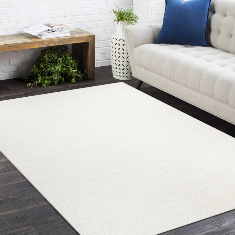 Tapis ivoire tissé à la main Rhian, Rectangle de 10 pi x 14 pi