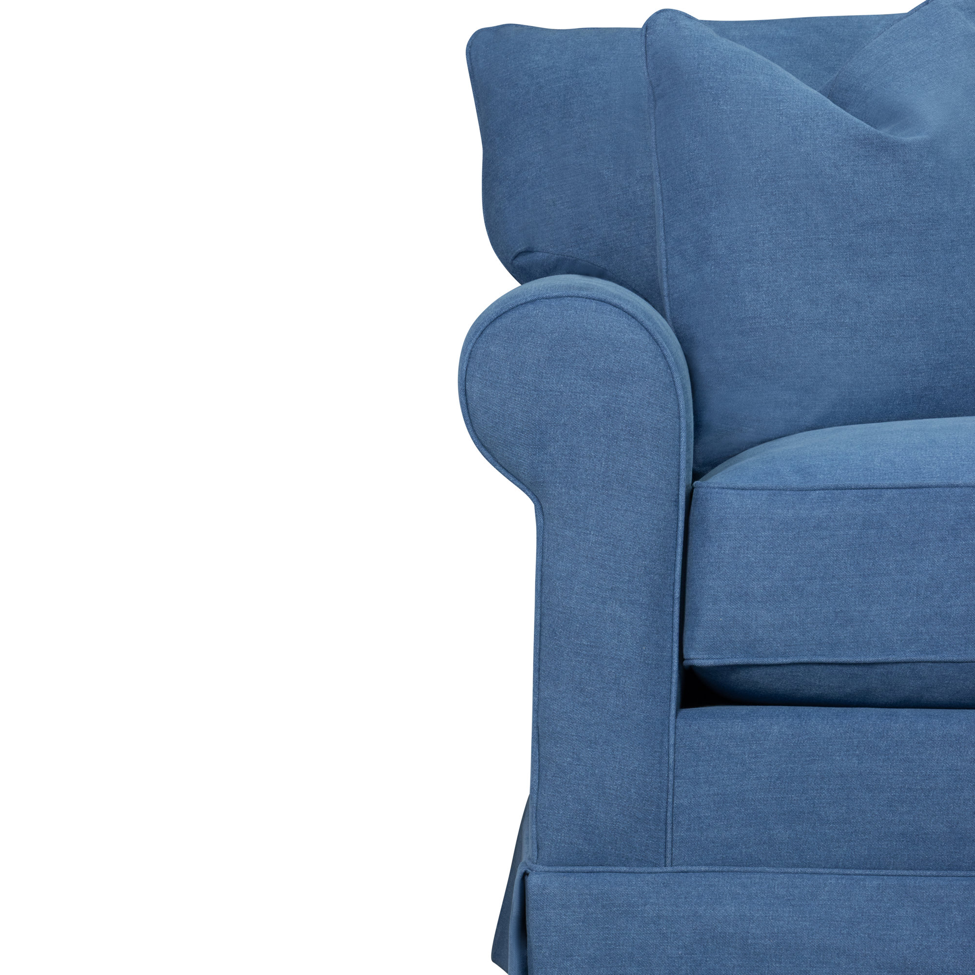 Friedman Upholstered L-Sectional, Right Hand Facing, Classic Indigo Denim
