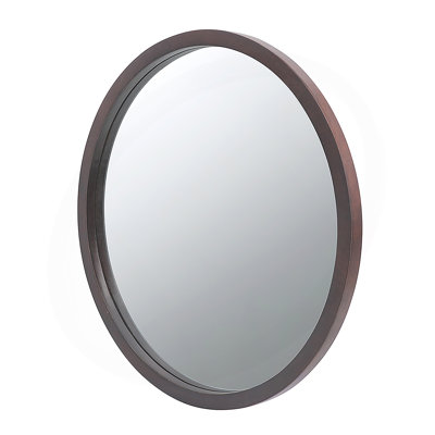 20" x 20" Circle Wall Mirror with Wooden Frame and Walnut