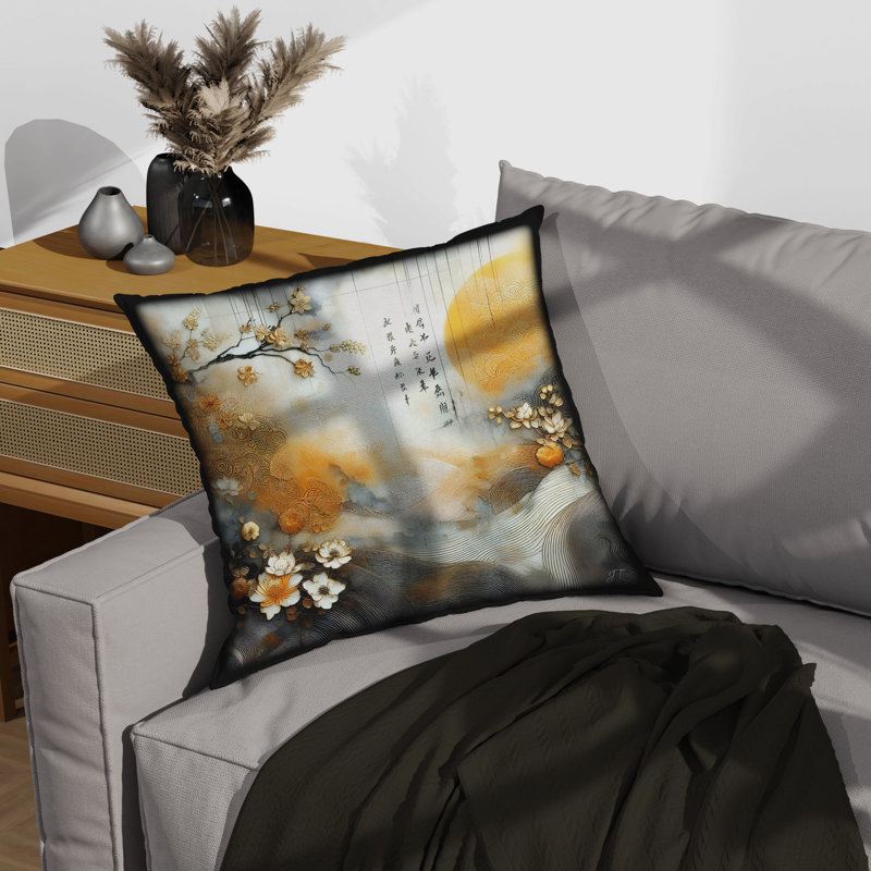 Asian Dawn Throw Pillow, 26"H x 26"W