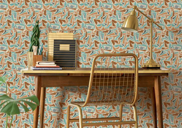 Puzzle Petite 10cm x 60m Wallpaper Roll, Grey/Green/Orange