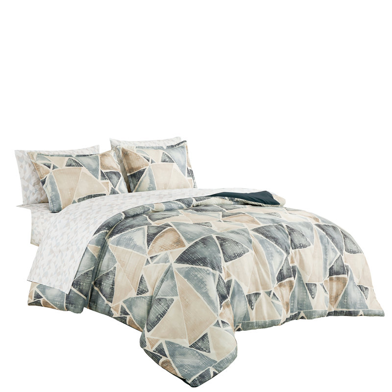 Ensemble d'édredon Bed In A Bag, Motifs géométriques gris, Grand édredon et 6 pièces supplémentaires