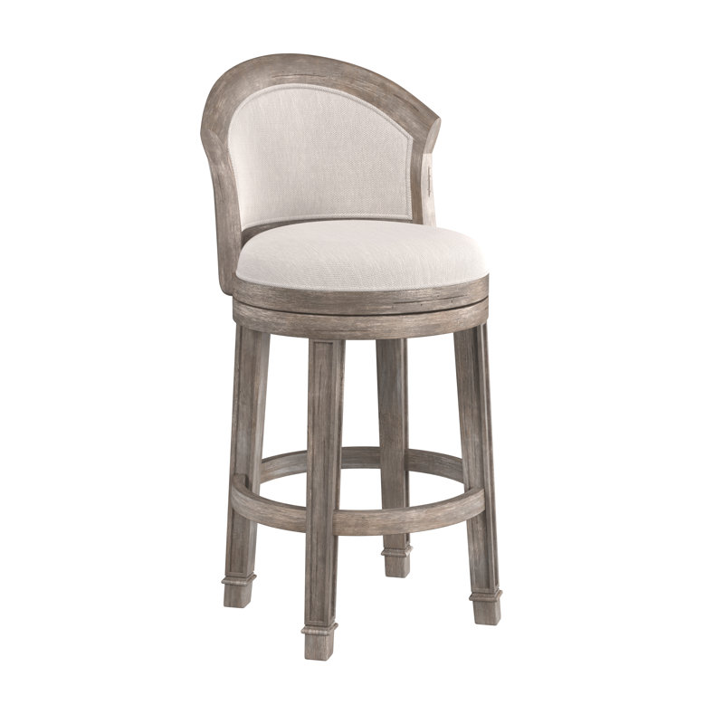 Menifee Swivel Upholstered Counter Stool with Solid Wood Frame, Bar Stool (30" Seat Height), Distressed Gray