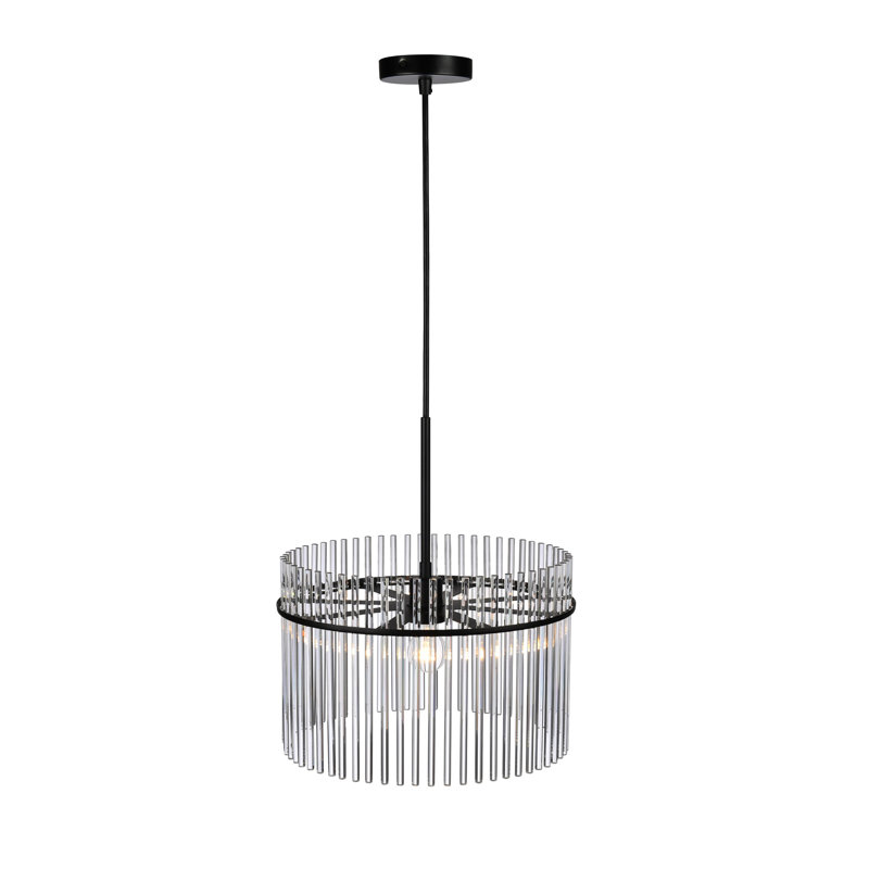 Ava - 1-Light Semi Flush Mount - Black with Clear Glass Rods Shade
