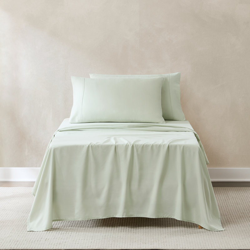 Verona Solid Sheet Set, Twin Sheet Set with 2 Pilowcases, Green