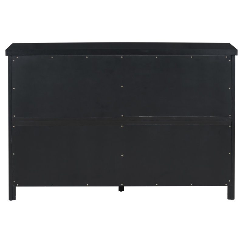 U_STYLE Buffet de rangement à 4 portes avec tablettes réglables et poignées rétro Atimon, rangement spacieux, pieds en pin, pour le salon, le bureau et le vestibule