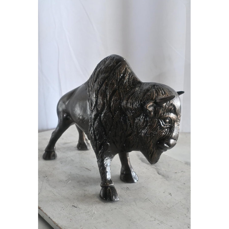Statue de bison américain en aluminium 23 po x 8 po x H 16 po