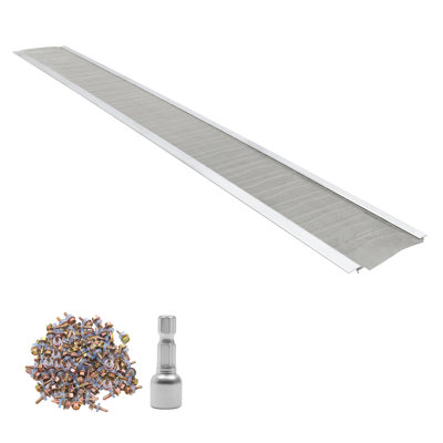 Protège-gouttière, couvre-gouttière en aluminium de 5 po avec micromaille en acier inoxydable, longueur robuste de 48 pi, épaisseur de 0,04 po, protège-feuilles pour les débris et les aiguilles de pin, installation facile à faire soi-même, vis incluses