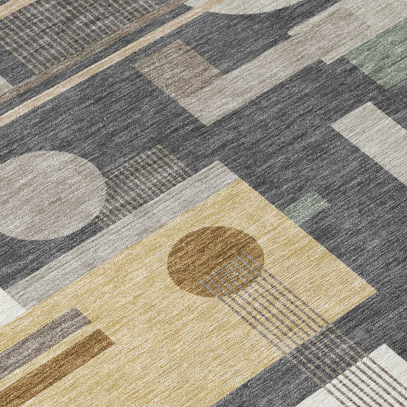 Machine Washable Indoor/Outdoor Chantille ACN2822 Geometric Rug, Graphite, 2'6" x 3'10"