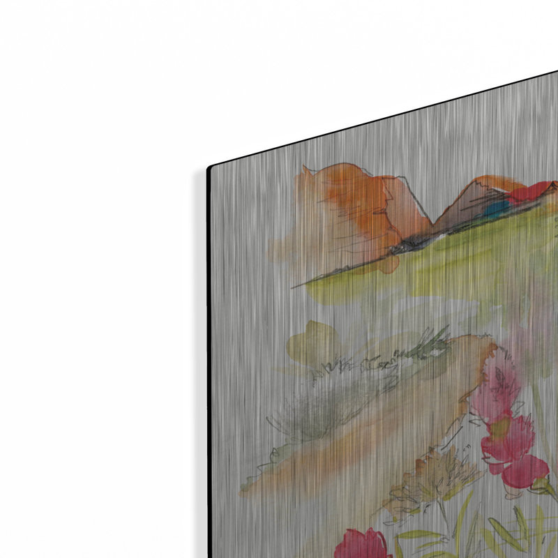 Art mural en métal luxueux «Desert Blooming» par Kristy riz, H 12 po x l 12 po
