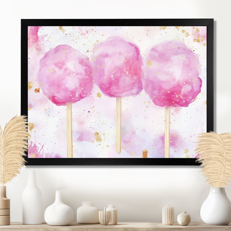 Carnival III Cotton Candy - Tableau vintage encadré rose de cirque, H 12 po x l 20 po, Cadre photo noir