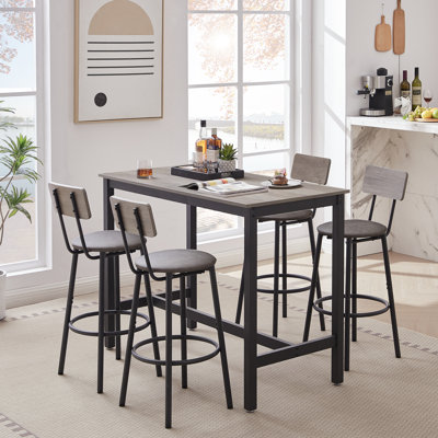 Bar Table Set 47.24"L x 23.62"W x 35.43"H Particle Board Gray Height Adjustable