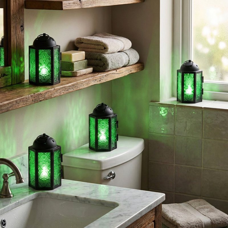 Mini porte-lanterne marocaine décorative 4,25 ", Vert